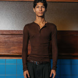 Camiseta henley de tencel Hugh, marrón