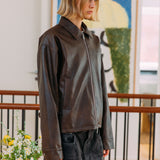 Chaqueta de cuero Zayn, marrón