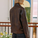 Chaqueta de cuero Zayn, marrón