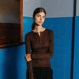 Camiseta henley de tencel Hugh, marrón