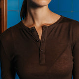 Camiseta henley de tencel Hugh, marrón