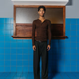 Camiseta henley de tencel Hugh, marrón
