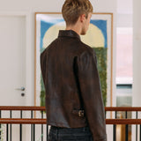 Chaqueta de cuero Zayn, marrón