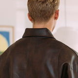 Chaqueta de cuero Zayn, marrón