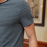 Camiseta a rayas Brando, gris/azul marino
