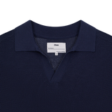 James Open Knit Polo, Navy